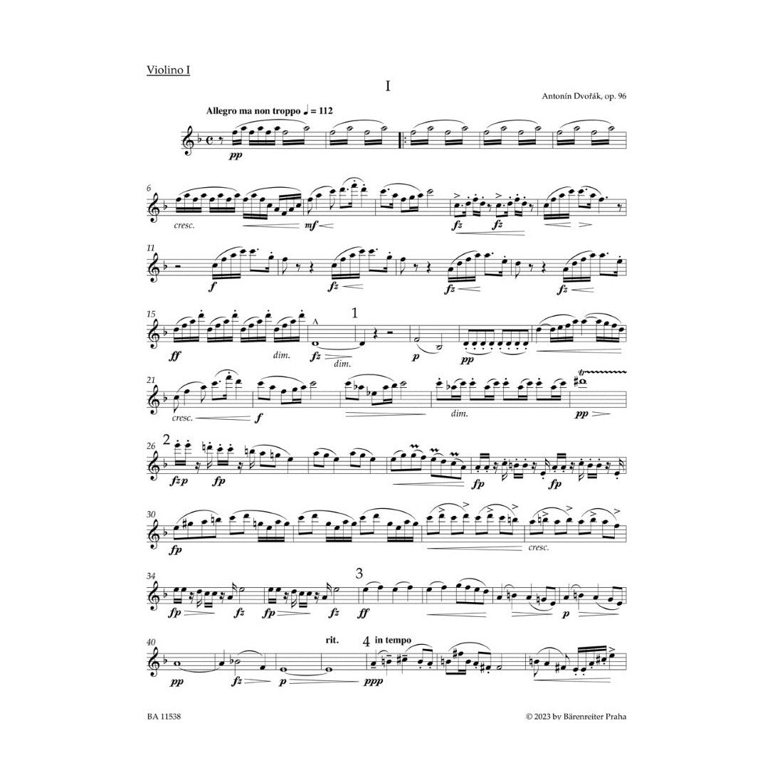 Dvořák, Antonin - String Quartet no. 12 in F major op. 96 "American Quartet" Barenreiter URTEXT