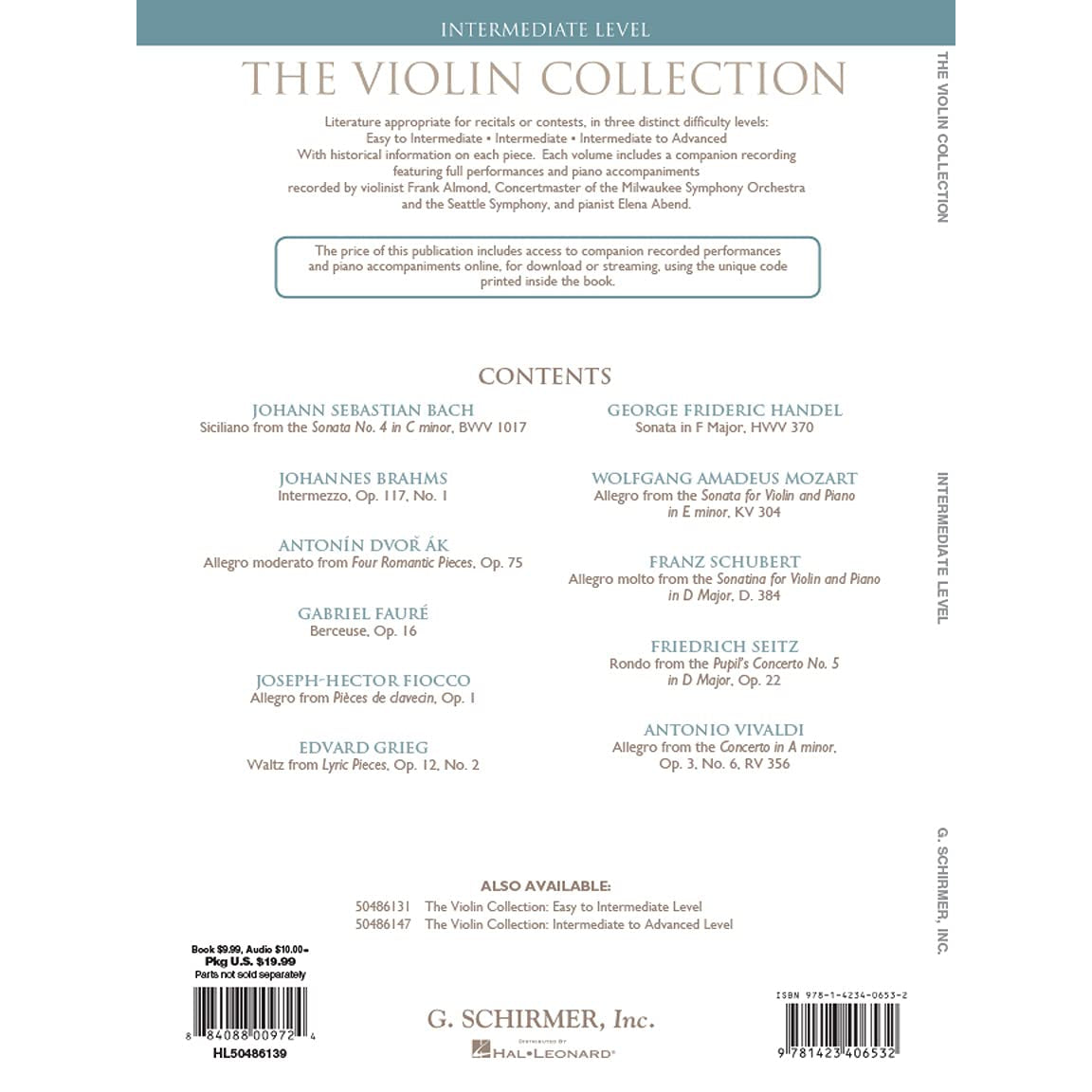 The Violin Collection 11 Pieces by 11 Composers - Violin and Piano, with Accompaniment CD - published by G Schirmer