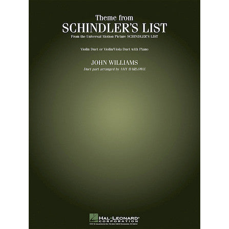 Williams, John - Theme from "Schindler's List" - Two Violins (Violin/Viola) and Piano - arranged by Amy Barlowe - Hal Leonard Publication