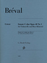 Breval, J.B. - Sonata in C Major for Cello and Bass or Piano, Op. 40, No. 1 - Cello and Bass or Piano - edited by Tabea Umbreit - G. Henle Verlag URTEXT