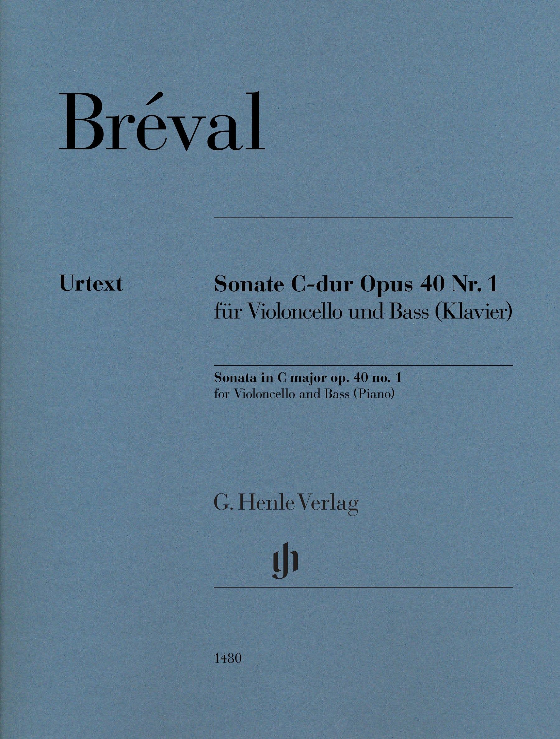 Breval, J.B. - Sonata in C Major for Cello and Bass or Piano, Op. 40, No. 1 - Cello and Bass or Piano - edited by Tabea Umbreit - G. Henle Verlag URTEXT
