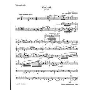 Schumann, Robert, trans. Wadsworth - Cello Concerto in a minor, op. 129 for Cello and String Quartet - Barenreiter Urtext