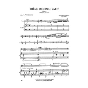 Wieniawski, Henri - Theme Original Varie Opus 15 - Violin and Piano - Edited by Greive - International Music Co.