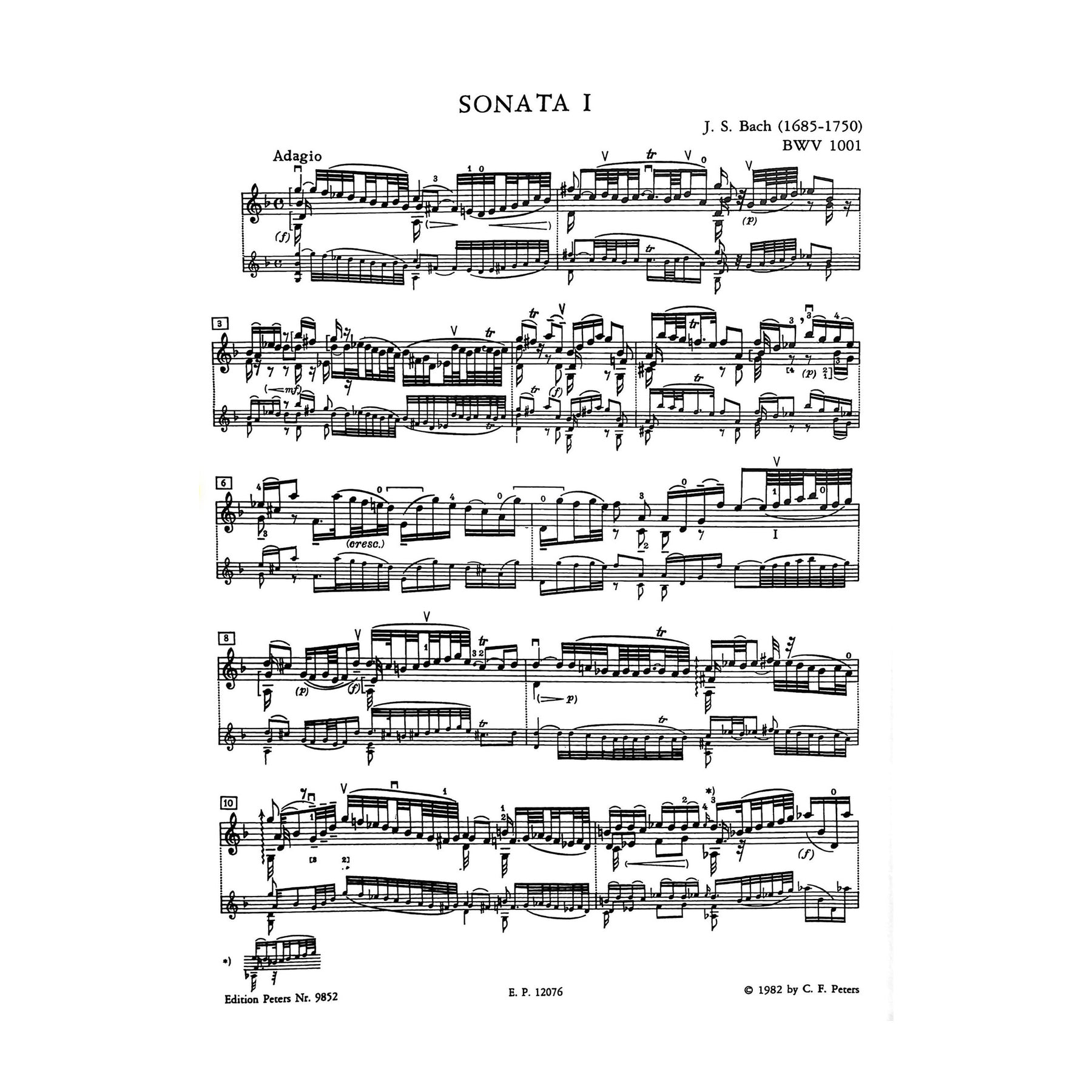 Bach, JS - 6 Sonatas and Partitas with Urtext, BWV 1001-1006 - Solo Violin - edited by Max Rostal - Edition Peters