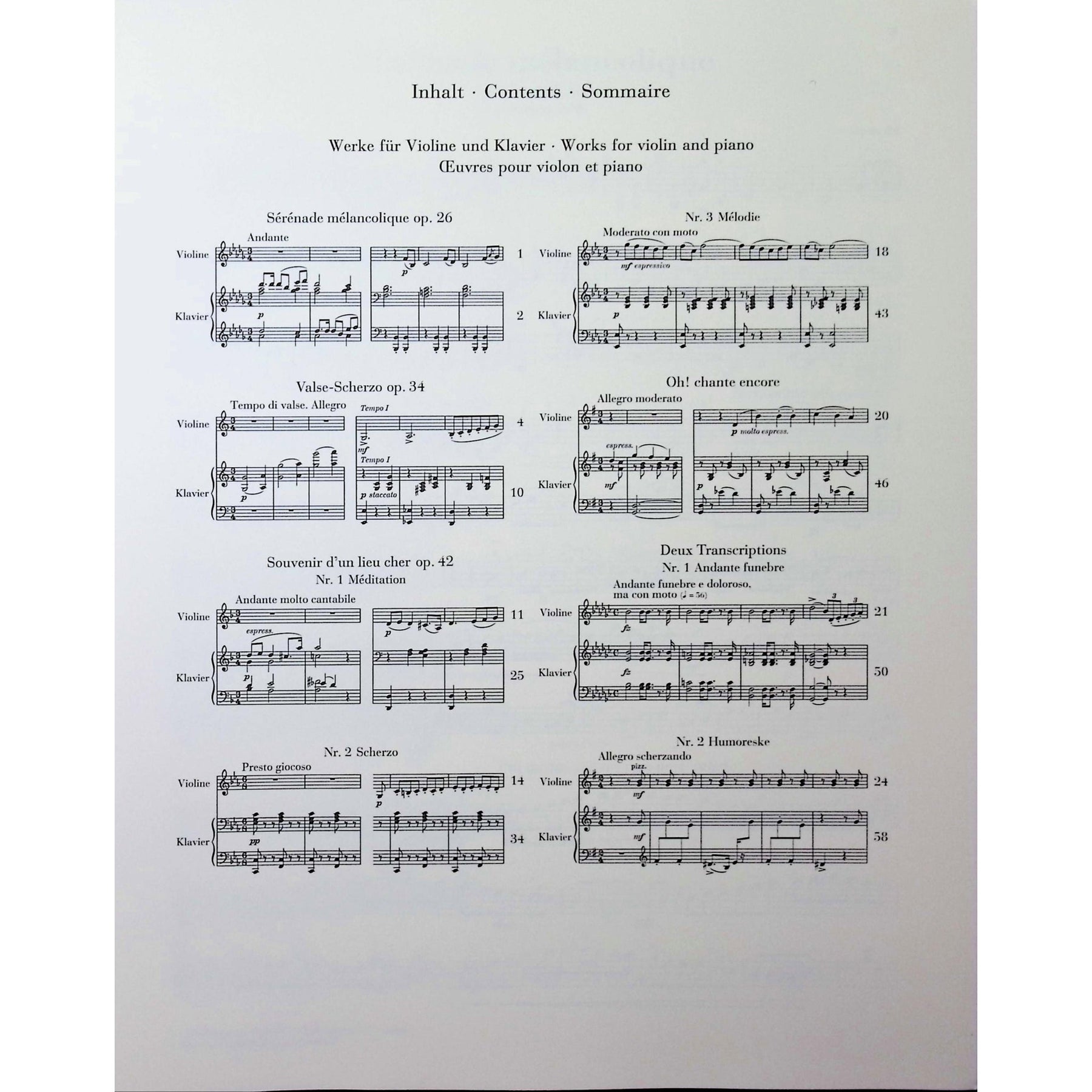 Tschaikowsky, Peter - Works for Violin and Piano - Edited by Komarov - G. Henle Verlag
