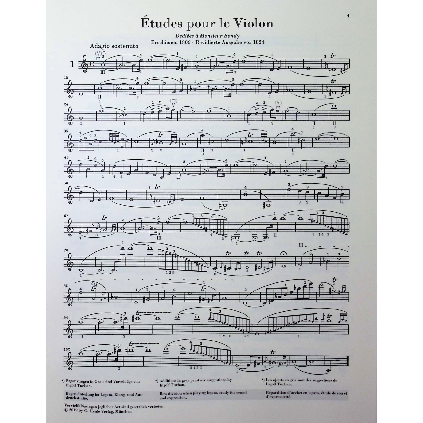 Kreutzer, Rodolphe - 42 Etudes for Violin Solo - Edited by Gertsch - G. Henle Verlag