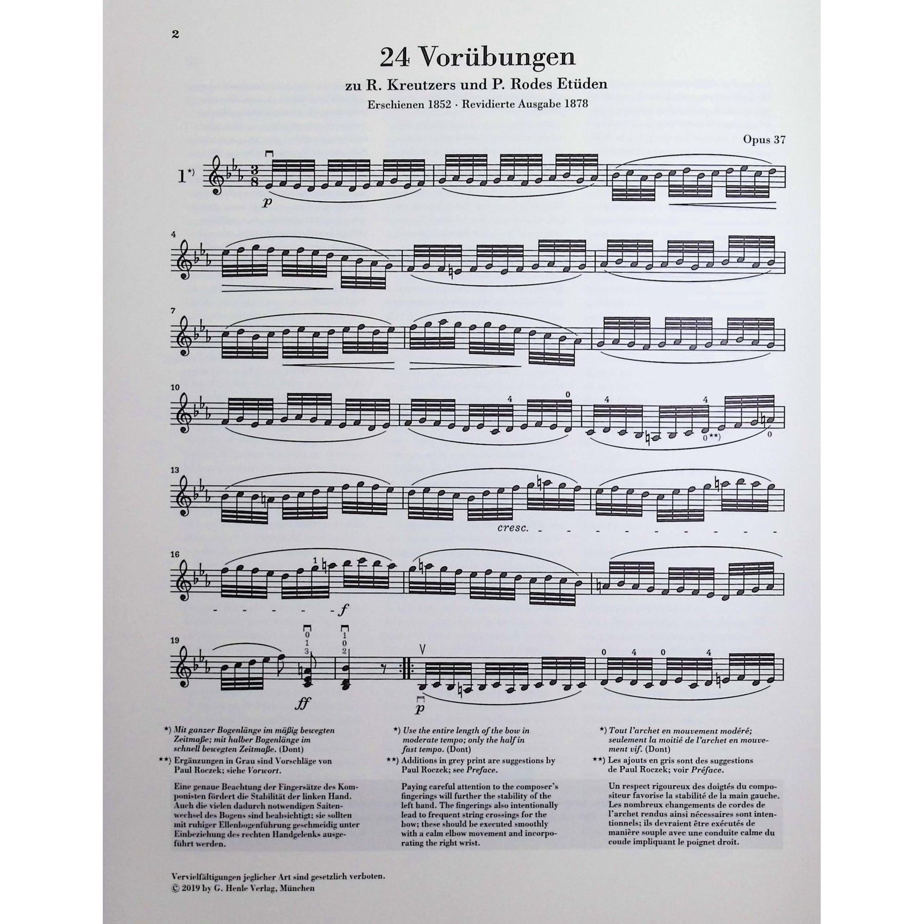 Dont, Jakob - 24 Preparatory Exercises for Violin solo - Edited by - Rahmer - G. Henle Verlag