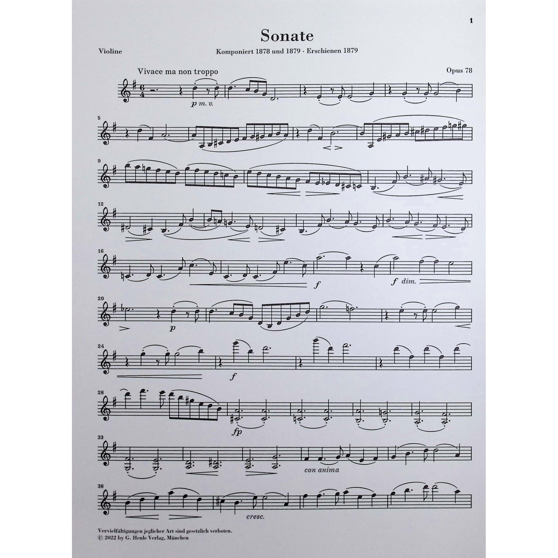 Brahms, Johannes - Sonatas for Piano and Violin - Edited by Wiechert/Struck - G. Henle Verlag