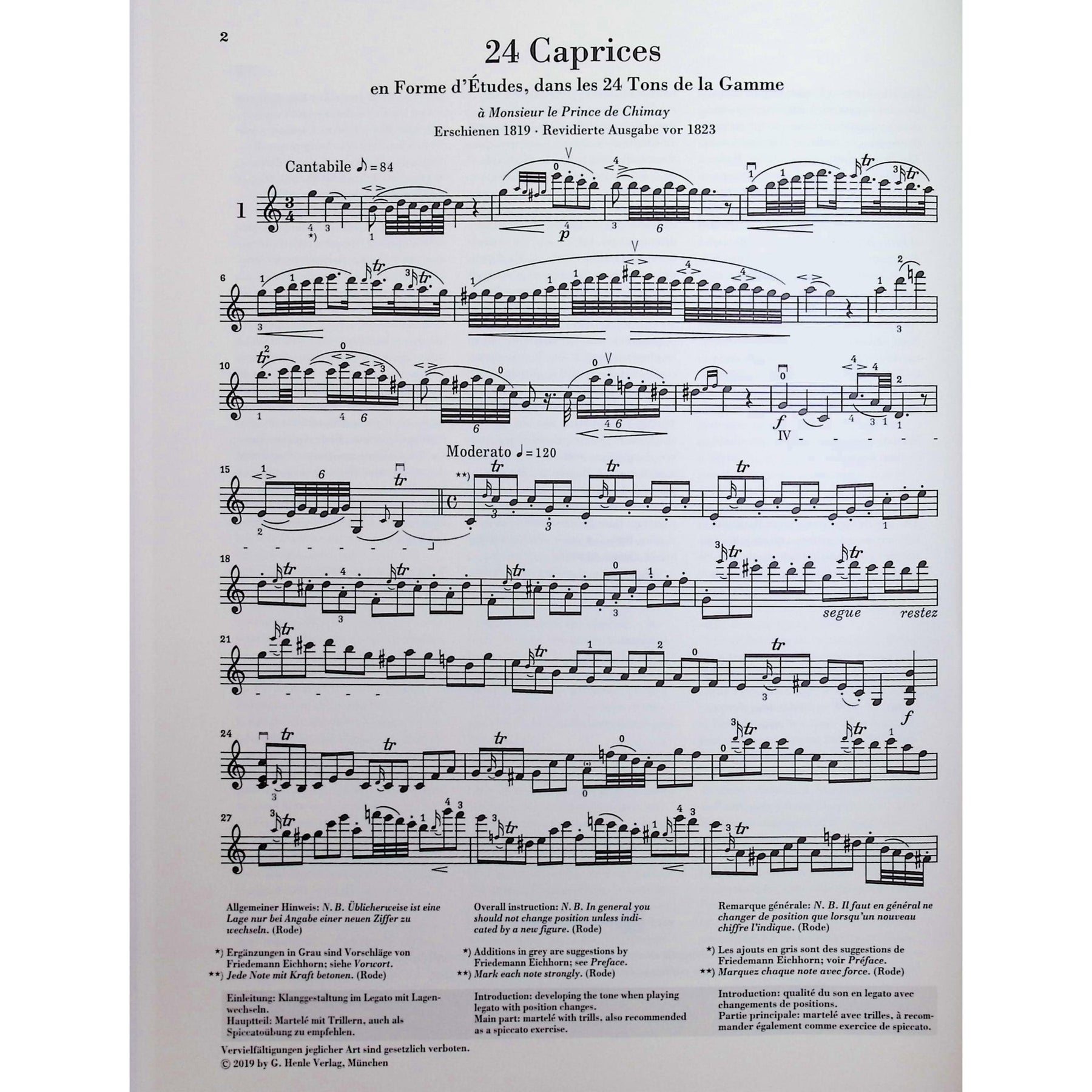 Rode, Pierre - 24 Caprices for Violin Solo - Edited by Gertsch - G. Henle Verlag