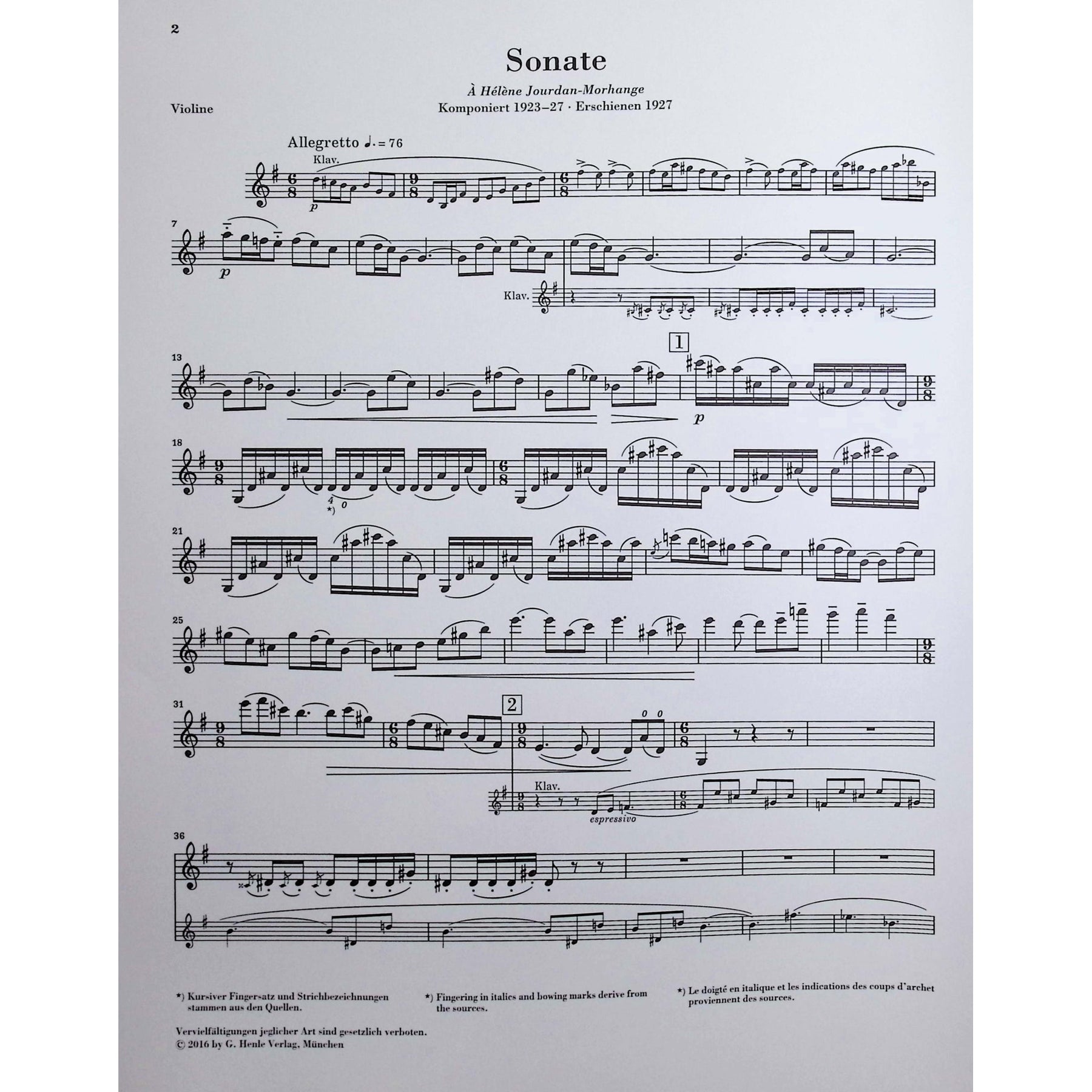 Ravel, Maurice - Sonata in G major for Violin and Piano - Edited by Kramer - G Henle Verlag URTEXT
