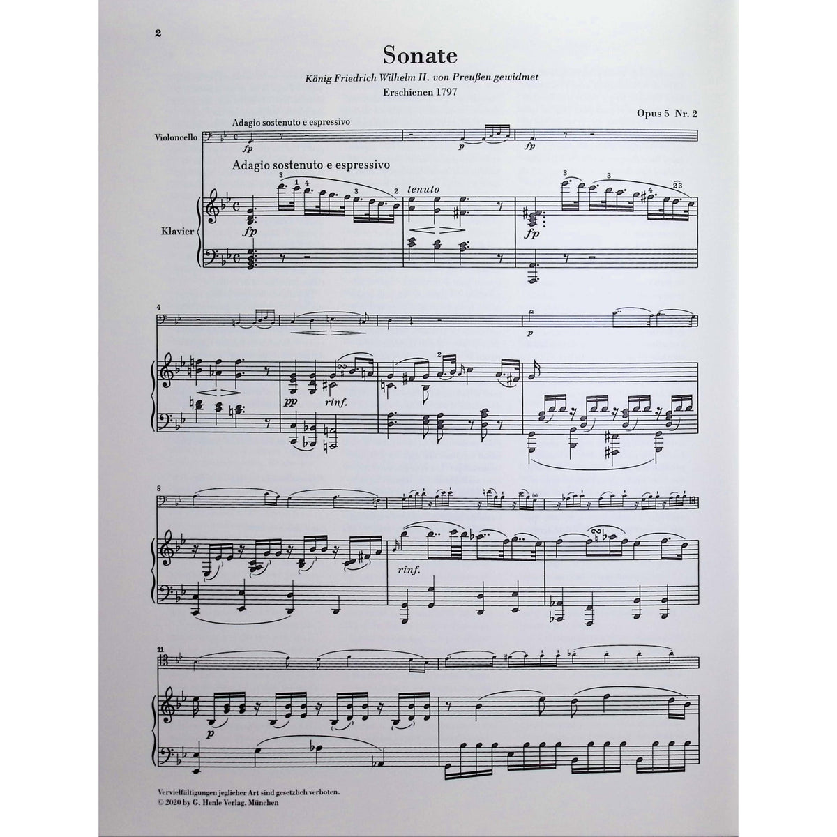 Beethoven, van Ludwig - Sonata in g minor op. 2 no. 2 for Piano and Violoncello - Edited by Dufner - G. Henle Verlag