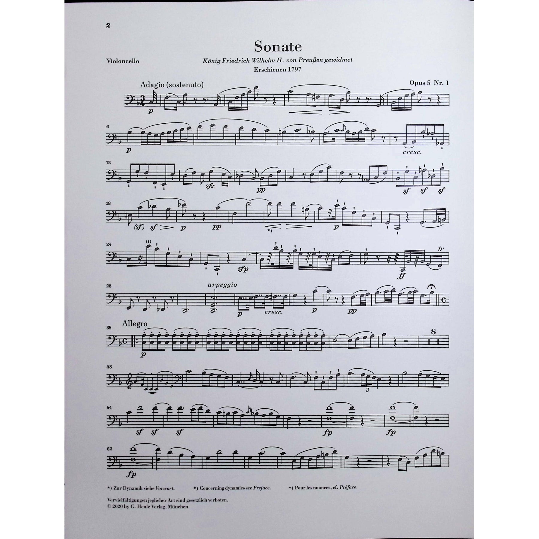 Beethoven, van Ludwig - Sonata in F major op. 1 for Piano and Violoncello - Edited by Dufner - G. Henle Verlag