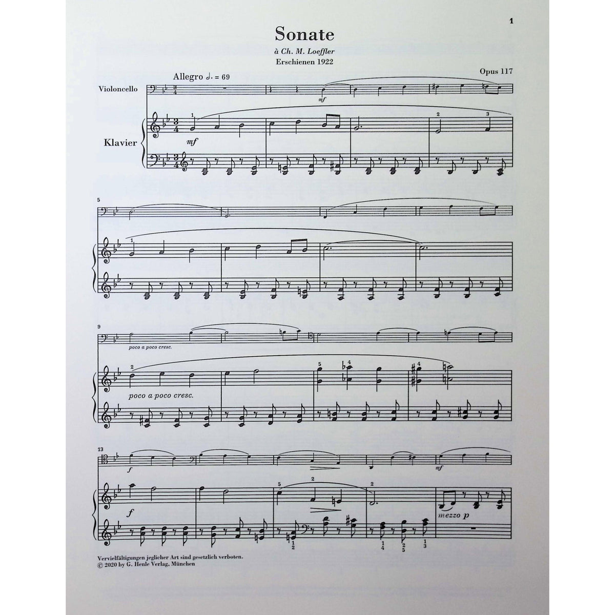 Faure, Gabriel - Sonata no. 2 in g minor op. 117 for Violoncello and Piano - Edited by Kolb - G. Henle Verlag