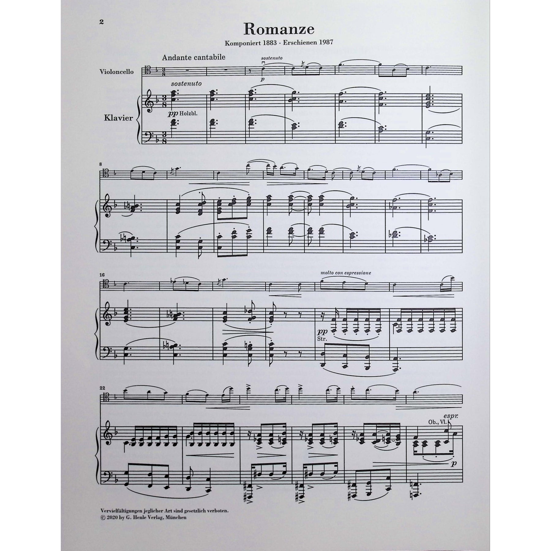 Strauss, Richard - Sonata in F major op. 6 for Violoncello and Piano - Edited by Jost - G. Henle Verlag