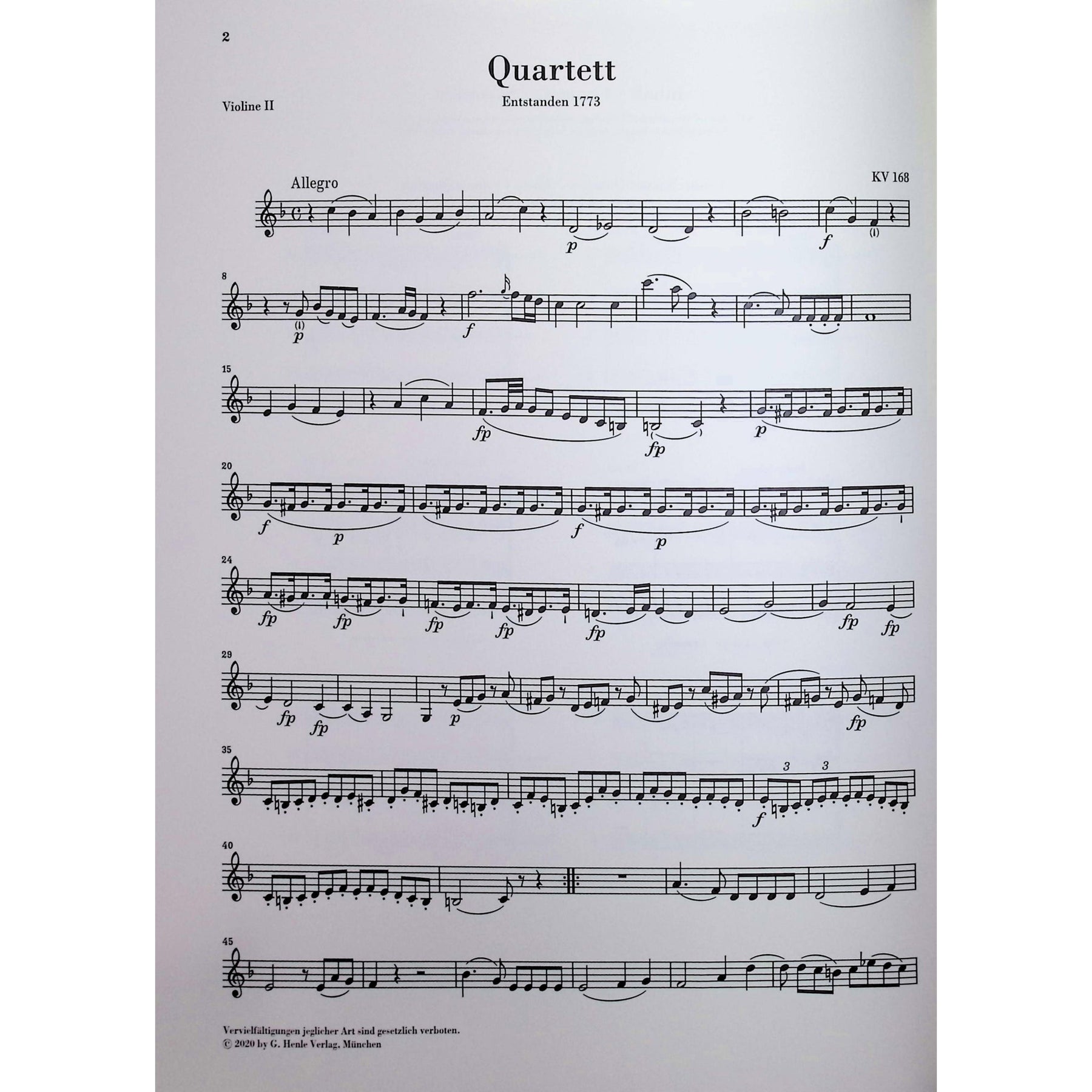 Mozart, Wolfgang - String Quartet Volume II - Edited by Seiffert - G. Henle Verlag