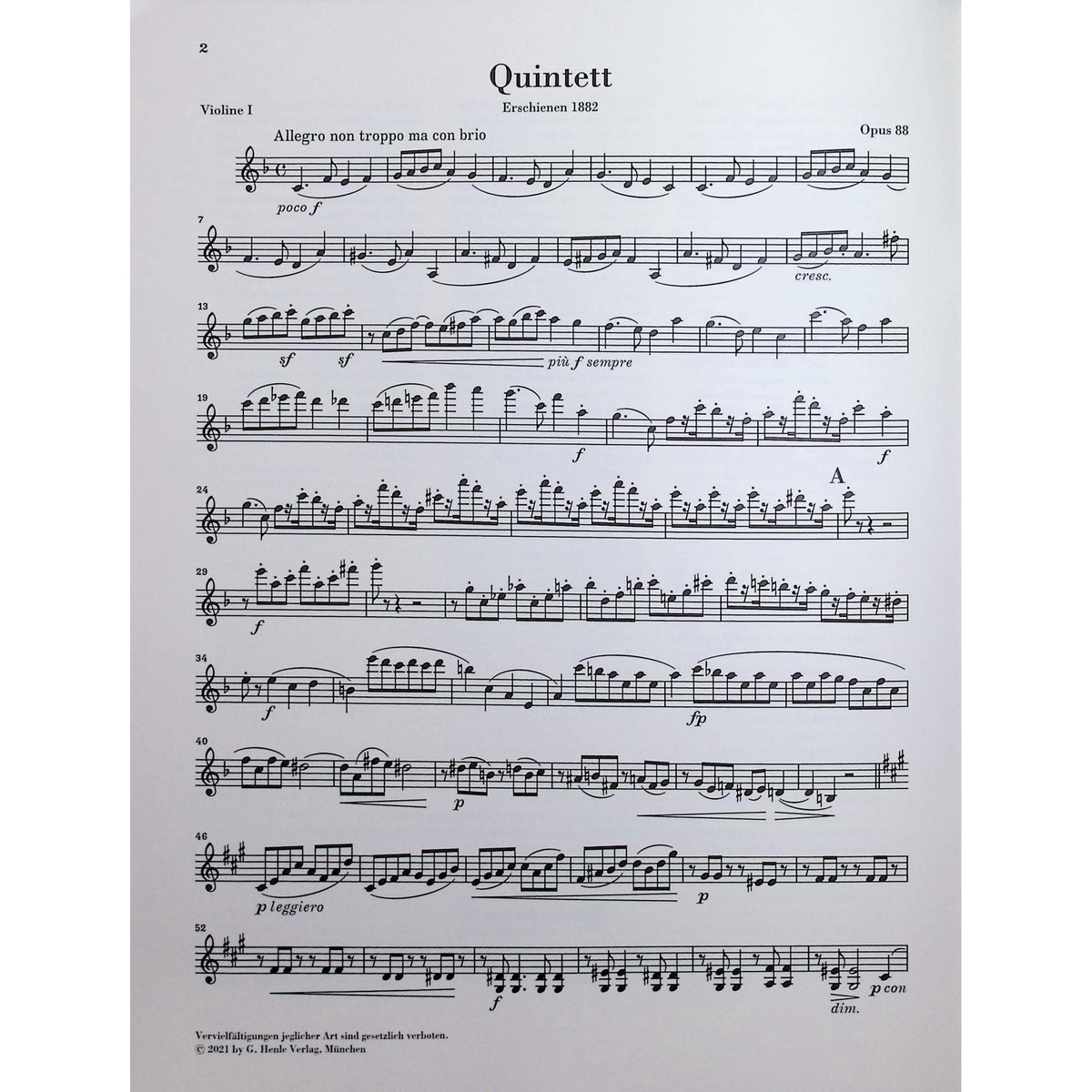 Brahms, Johannes - String Quintet no. 1 - Edited by Kirsch - G. Henle Verlag