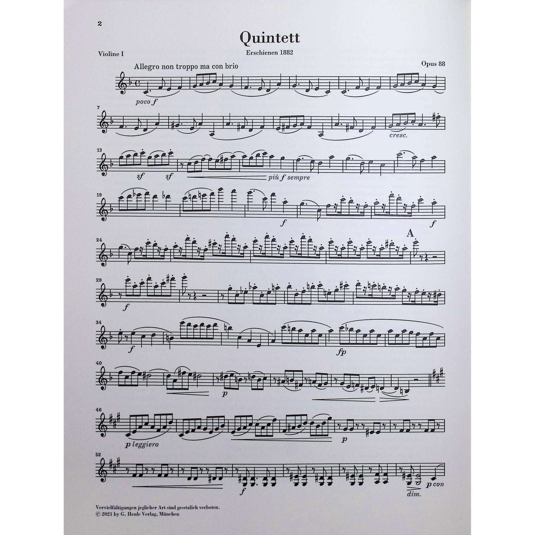 Brahms, Johannes - String Quintet no. 1 - Edited by Kirsch - G. Henle Verlag