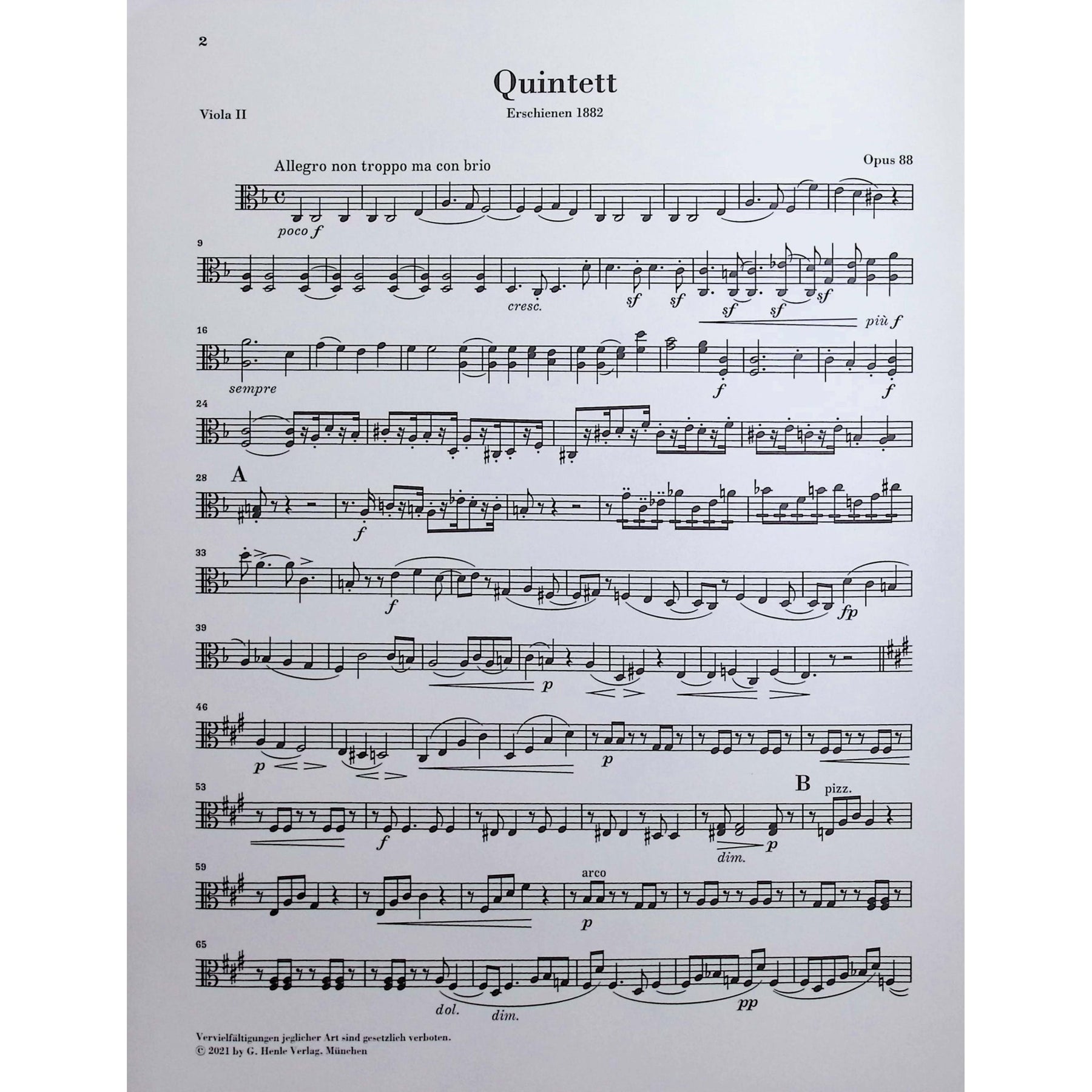 Brahms, Johannes - String Quintet no. 1 - Edited by Kirsch - G. Henle Verlag