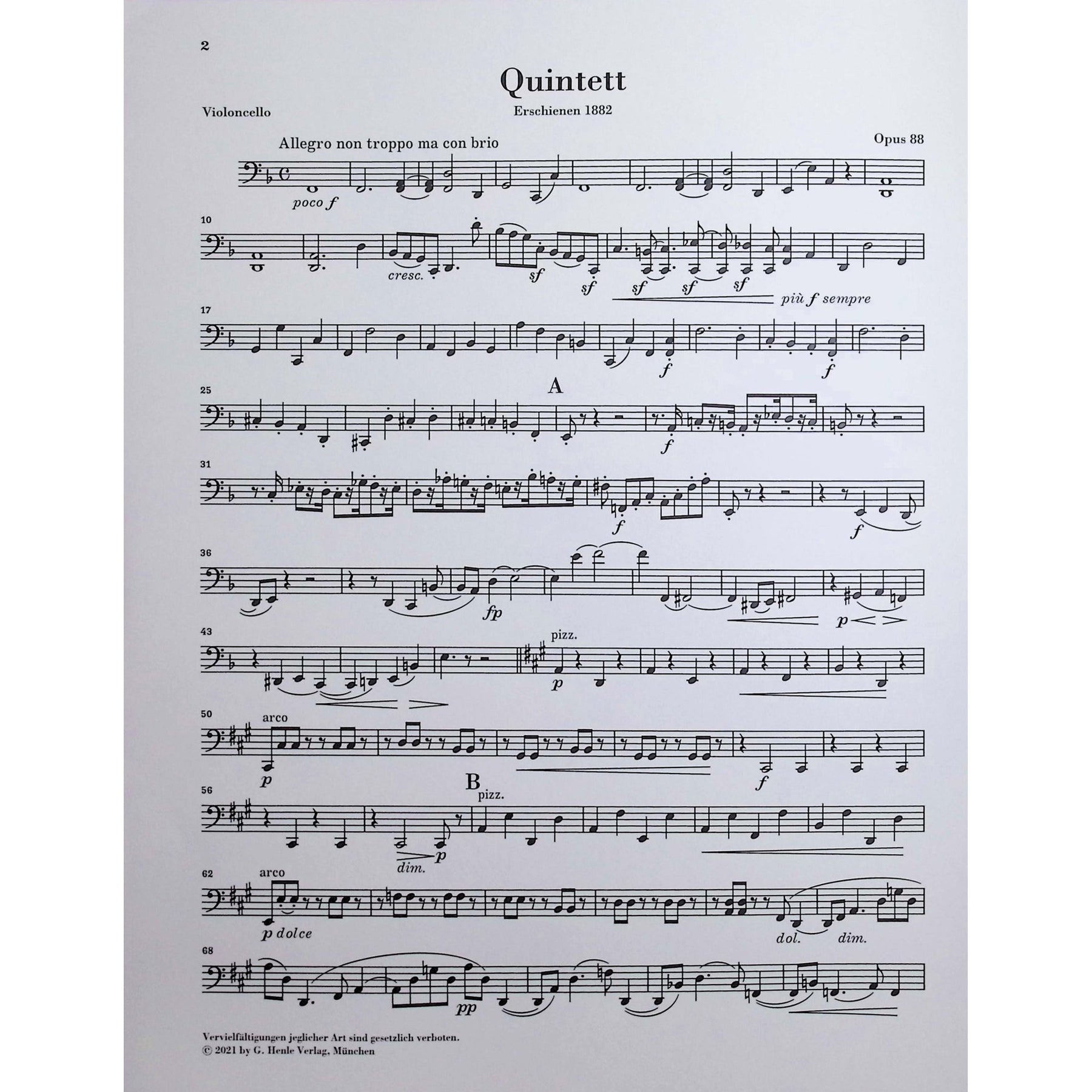 Brahms, Johannes - String Quintet no. 1 - Edited by Kirsch - G. Henle Verlag