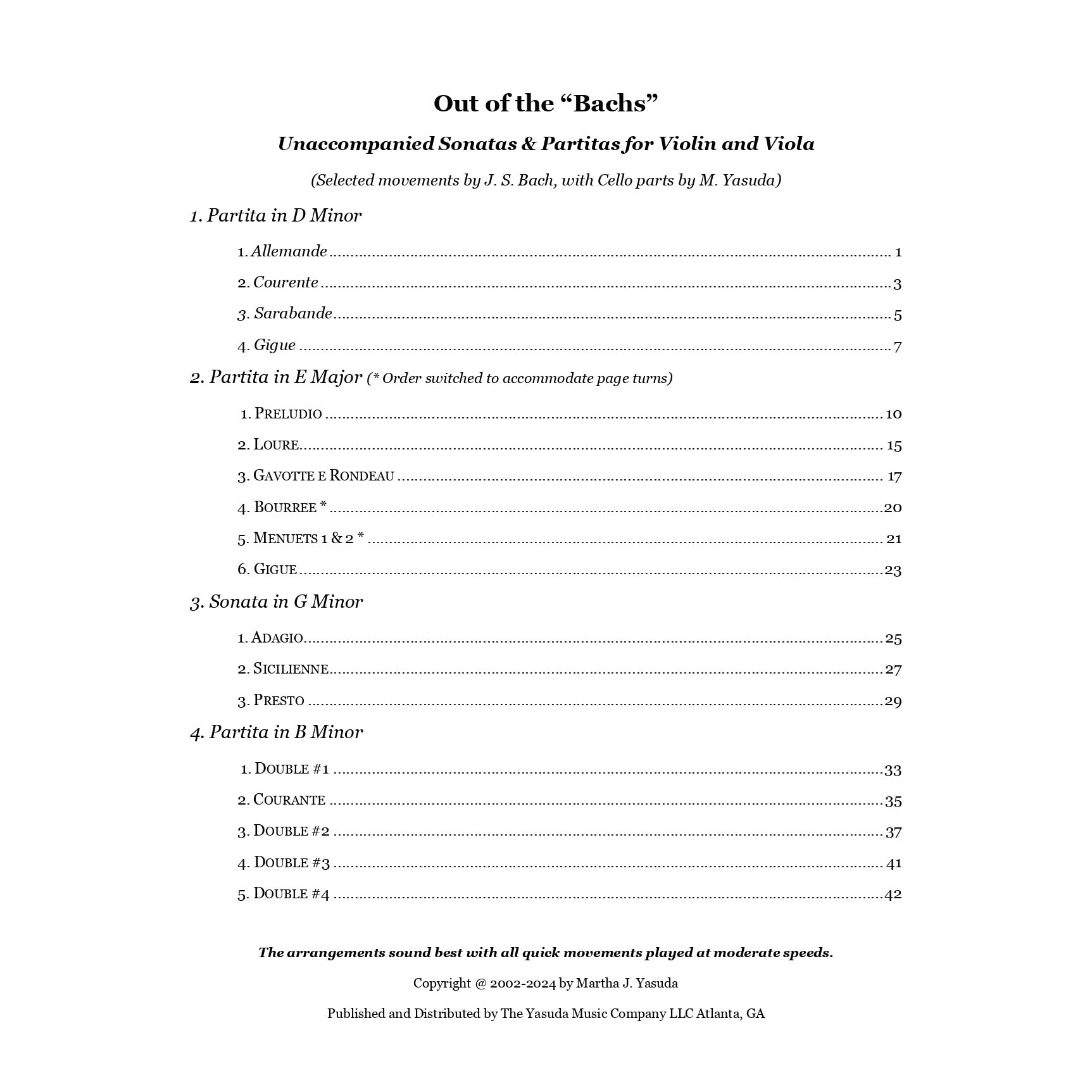 Yasuda, Martha - Out of the "Bachs", Selections from Unaccompanied Sonatas & Partitas for Violin and Viola - Digital Download