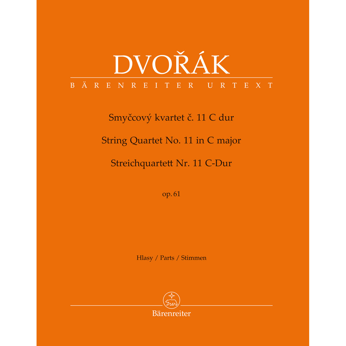 Dvořák, Antonín - String Quartet No. 11 in C Major, Op. 61 - edited by Schick - Barenreiter Urtext
