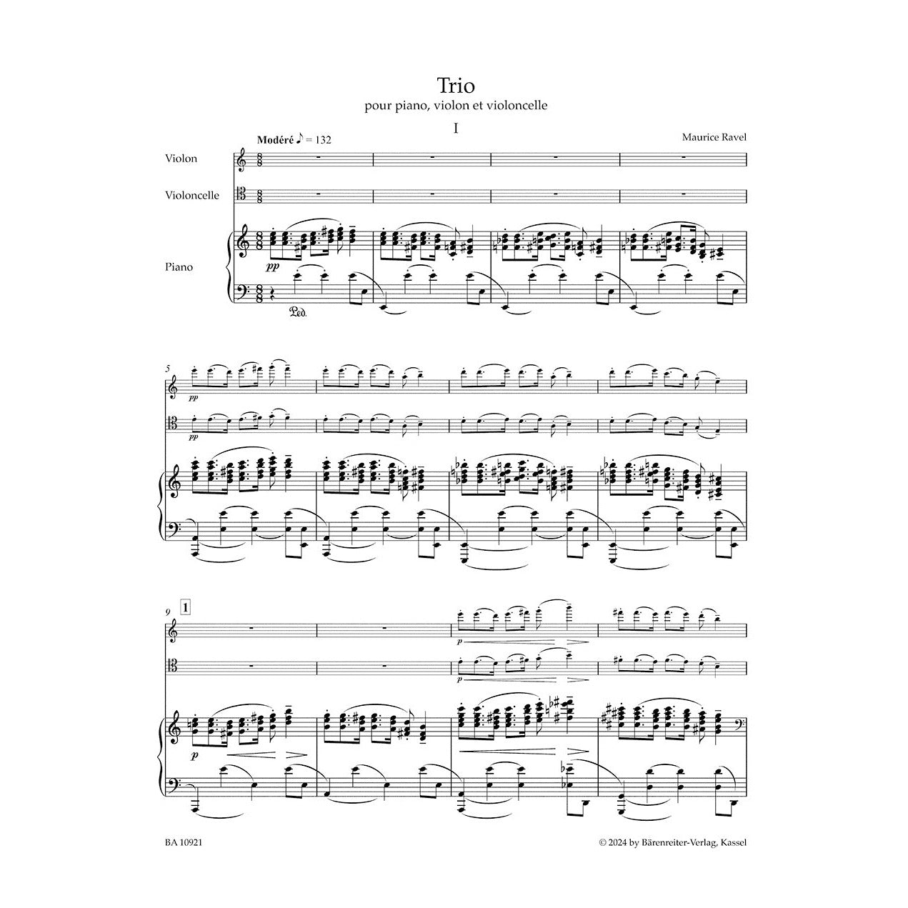 Ravel, Maurice - Piano Trio - for Piano, Violin, and Cello - edited by Woodfull-Harris - Barenreiter Urtext
