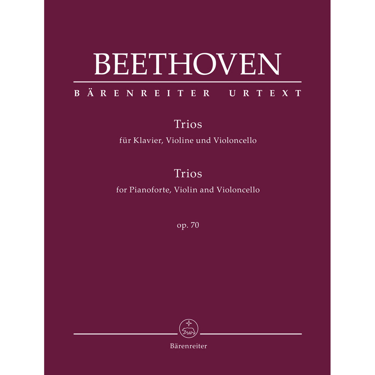 Beethoven, Ludwig - Piano Trios, Op. 70 - Piano, Violin, and Violoncello - edited by Del Mar - Barenreiter Urtext