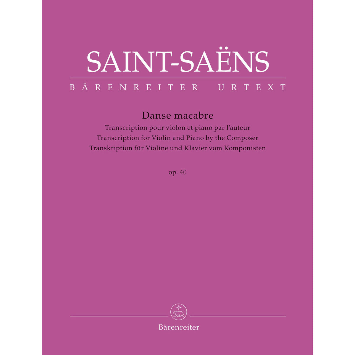 Saint-Saëns, Camille - Danse macabre, Op. 40 (version for violin & piano) - edited by Drèze - Barenreiter Urtext