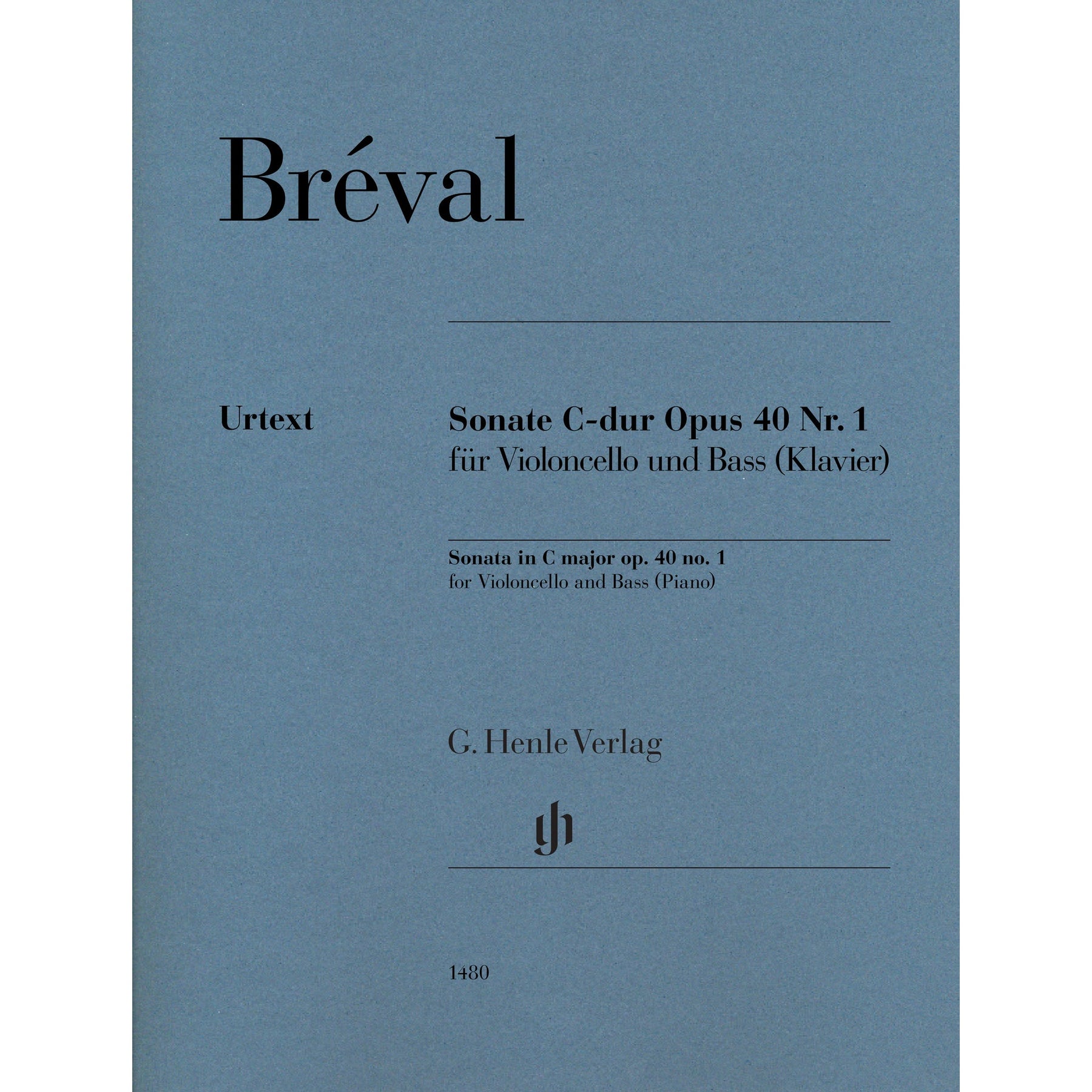 Breval, J.B. - Sonata in C Major for Cello and Bass or Piano, Op. 40, No. 1 - Cello and Bass or Piano - edited by Tabea Umbreit - G. Henle Verlag URTEXT