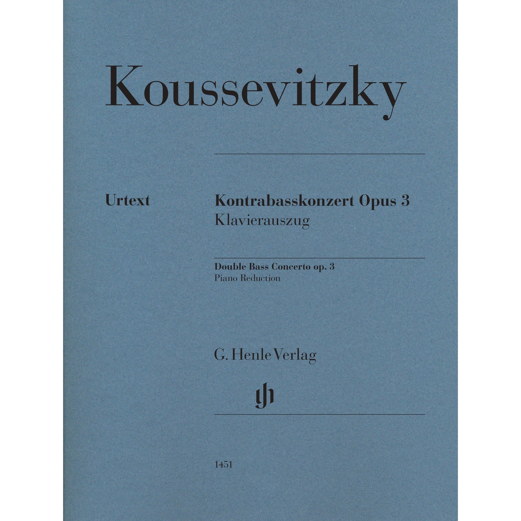 Koussevitzky, Serge - Double Bass Concerto, Op. 3 - Double Bass and Piano - edited by Tobias Glockler - G. Henle Verlag URTEXT