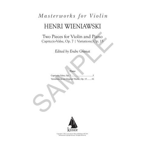 Wieniawski, Henri - Capriccio-Valse Op. 7 and Variations Op. 15 - Violin and Piano - edited by Endre Granat - Lauren Keiser Publishing