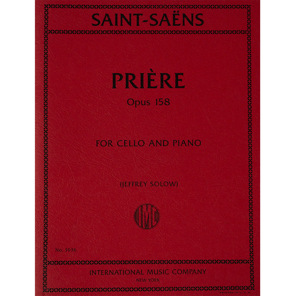 Saint-Saens: Priere, Opus 158 for cello and piano
