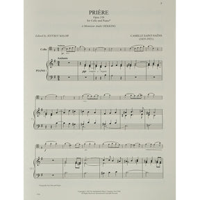 Saint-Saens: Priere, Opus 158 for cello and piano