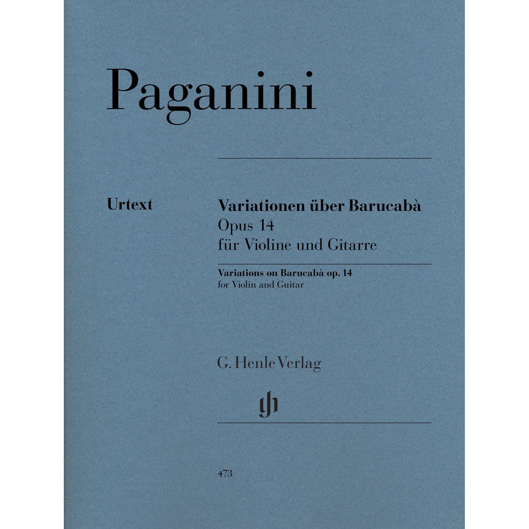 Cover of Paganini's Variations on Barucaba, Op. 14, for violin and guitar, Henle Edition