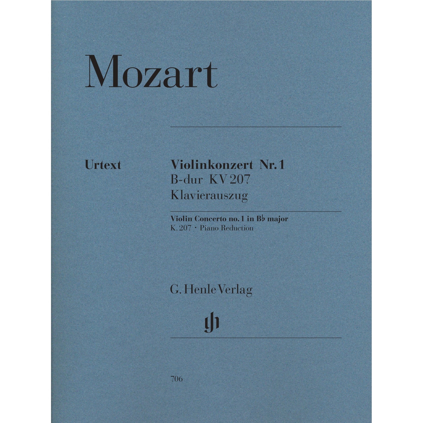 Cover of Mozart's Violin Concerto No. 1 in B-flat Major, K. 207, for violin and piano, Henle Edition