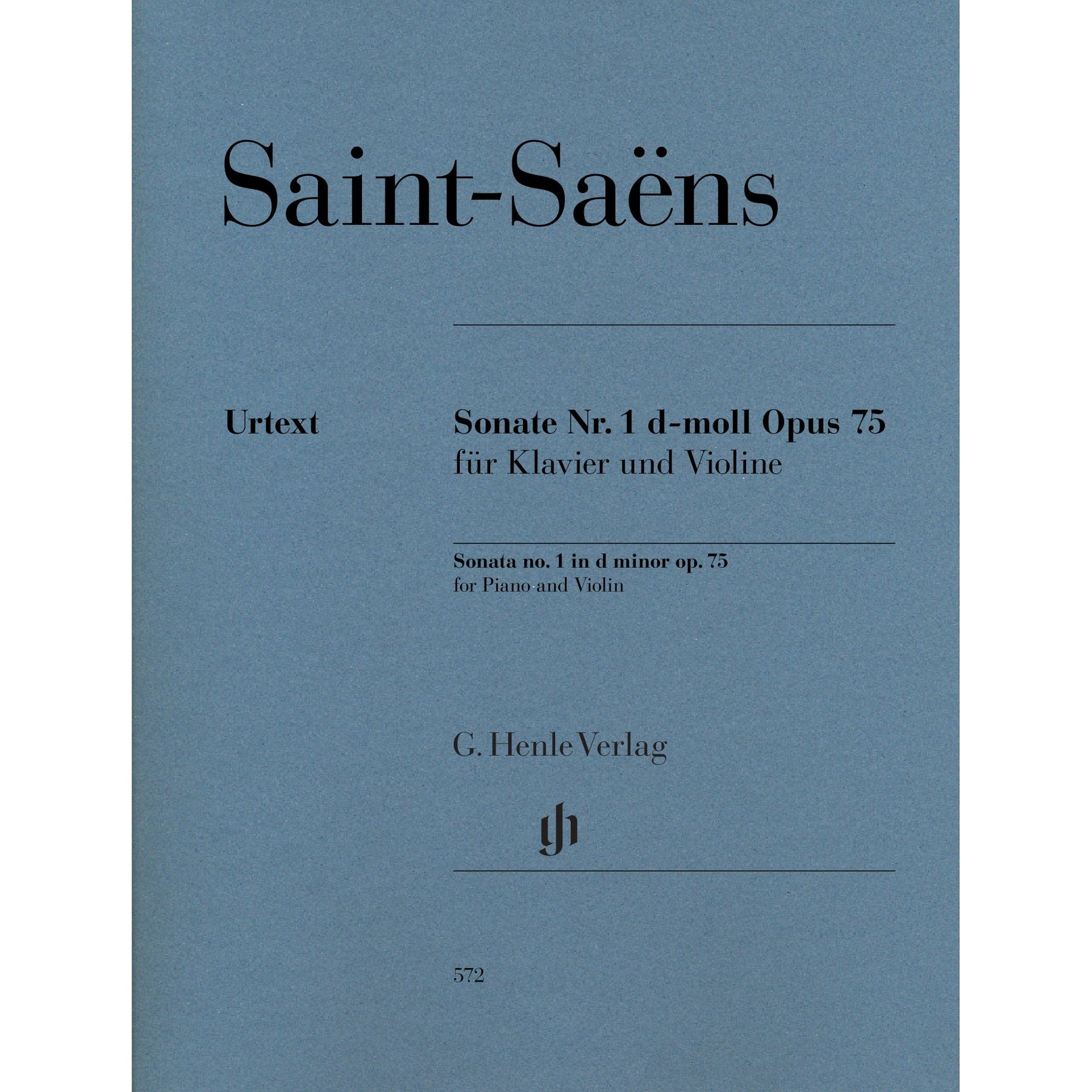 Cover of Saint-Saens's Violin Sonata No. 1 in D Minor, Op. 75, for violin and piano, Henle Edition