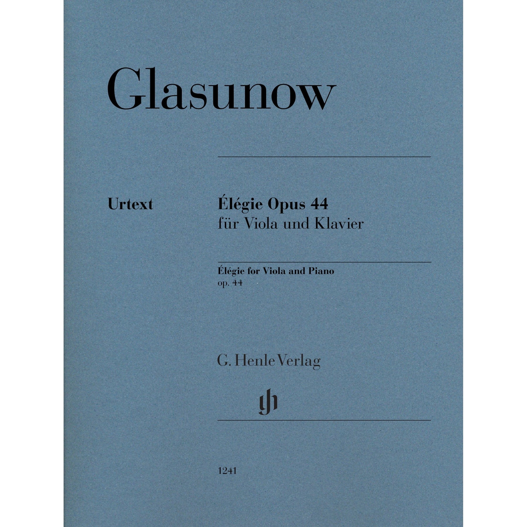 Cover of Glazunov's Elegie, Op. 44, for viola and piano, Henle Edition