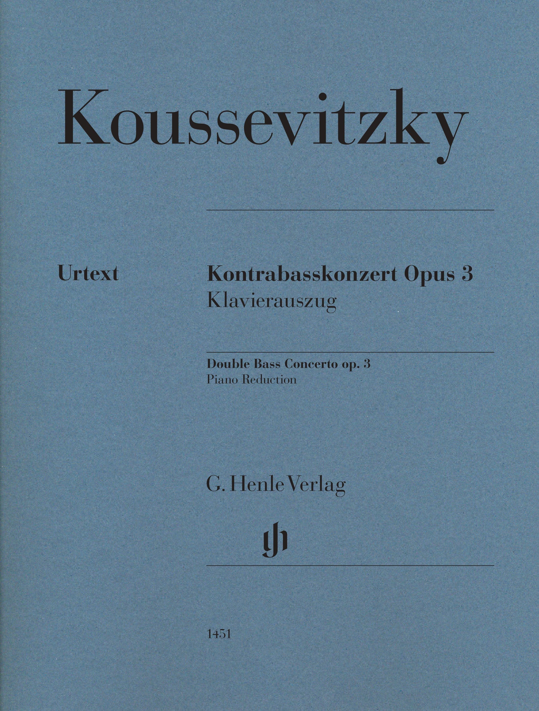 Koussevitzky, Serge - Double Bass Concerto, Op. 3 - Double Bass and Piano - edited by Tobias Glockler - G. Henle Verlag URTEXT
