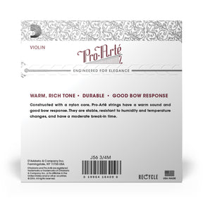 D'Addario Pro-Arte Violin String Set, 3/4 Scale, Medium Tension