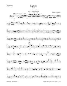 Saint-Saëns, Camille - Septuor for Trumpet, Piano, Two Violins, Viola, Cello and Double Bass in E-flat Major, Op. 65 - Parts - edited by Ratner - Barenreiter Urtext