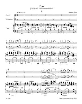 Ravel, Maurice - Piano Trio - for Piano, Violin, and Cello - edited by Woodfull-Harris - Barenreiter Urtext