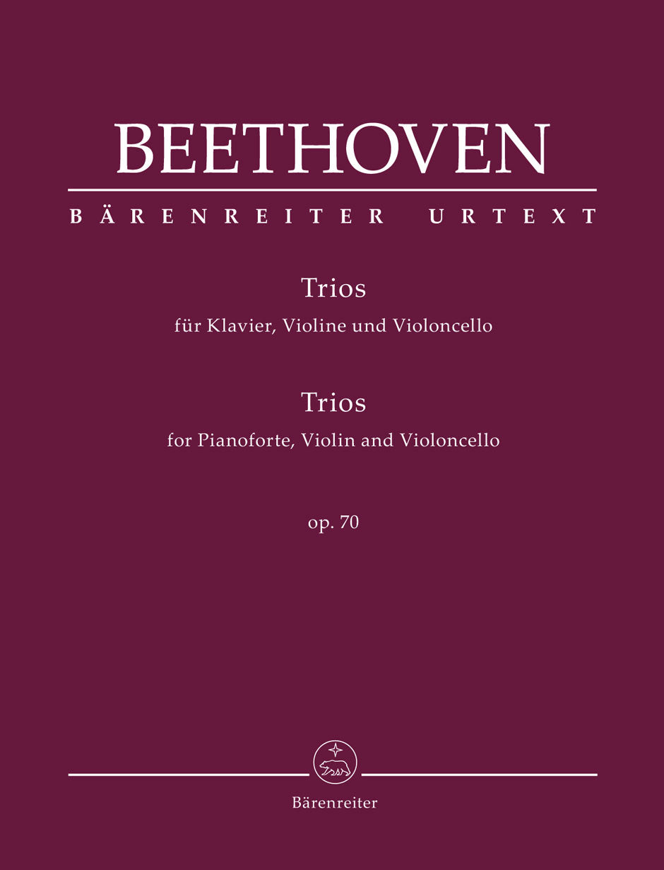 Beethoven, Ludwig - Piano Trios, Op. 70 - Piano, Violin, and Violoncello - edited by Del Mar - Barenreiter Urtext
