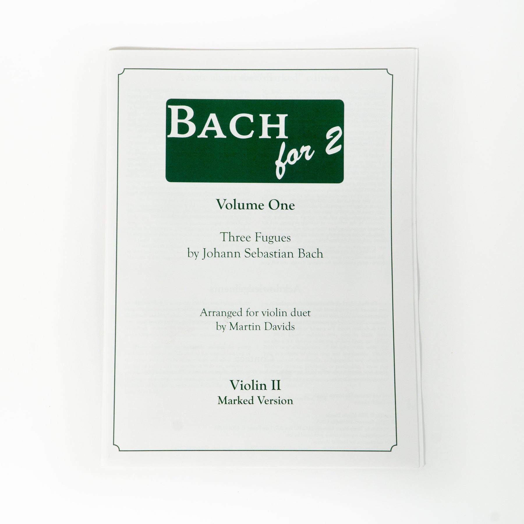 Davids - Bach for 2 Edited Violin 2 Volume 1
