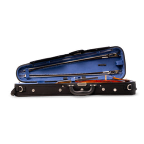 American Case Company Continental Signature Dart Violin Case, Sapphire Interior, Open Case, Instrument and Bows