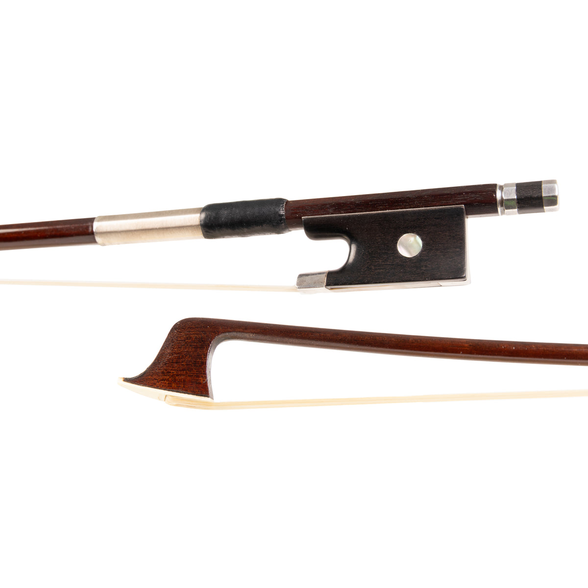 German Violin Bow, Ebony/Silver (Repaired Head)