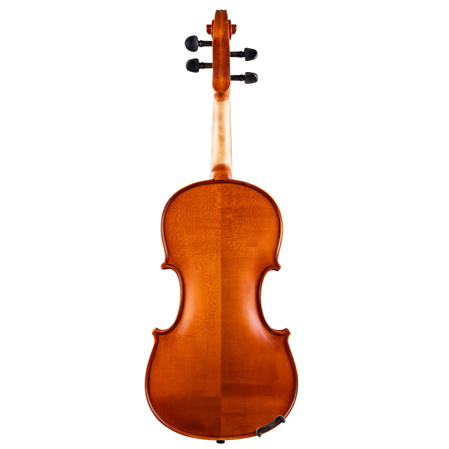 Back view of a Franz Hoffmann Danube beginner violin with spruce top, maple back, ebony fingerboard, pegs, and chinrest 