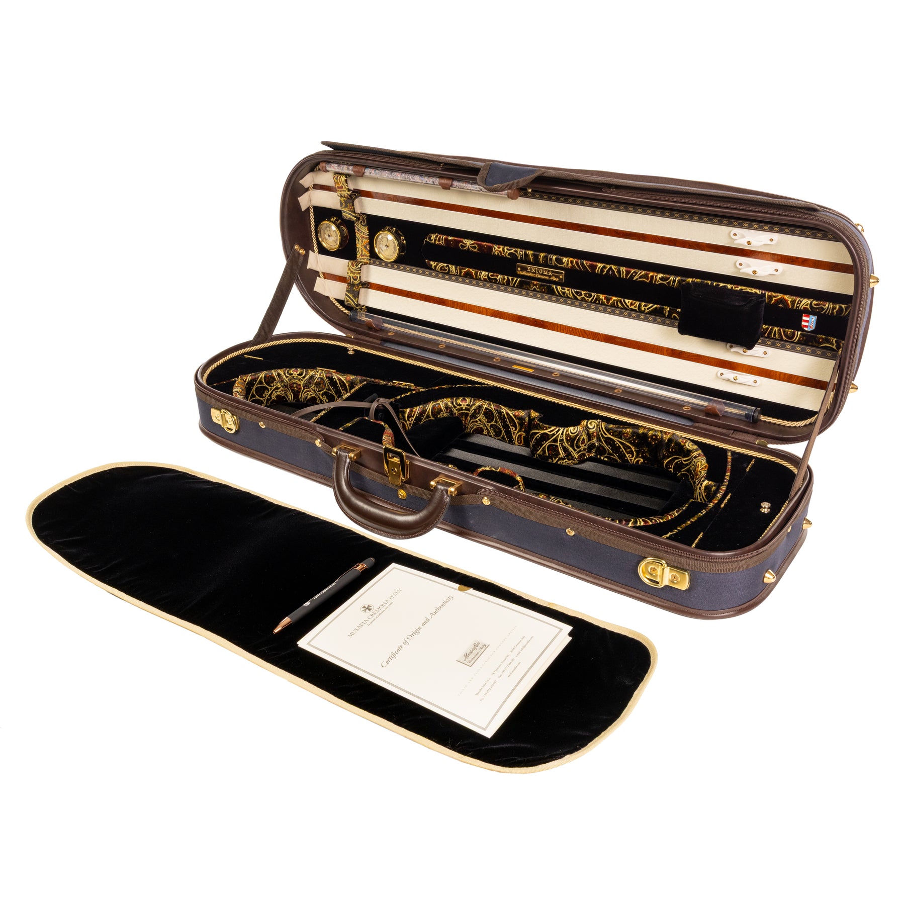 Musafia Enigma Violin Case Black Interior, Accessories + Open Case