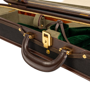 Musafia Master Series Exclusive Dart Violin Case Green Interior,  Leather-padded Handle Close-Up