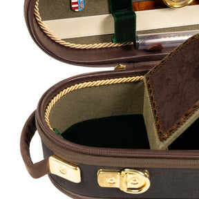 Musafia Master Series Exclusive Dart Violin Case Green Interior, Accessory Compartment Close-Up