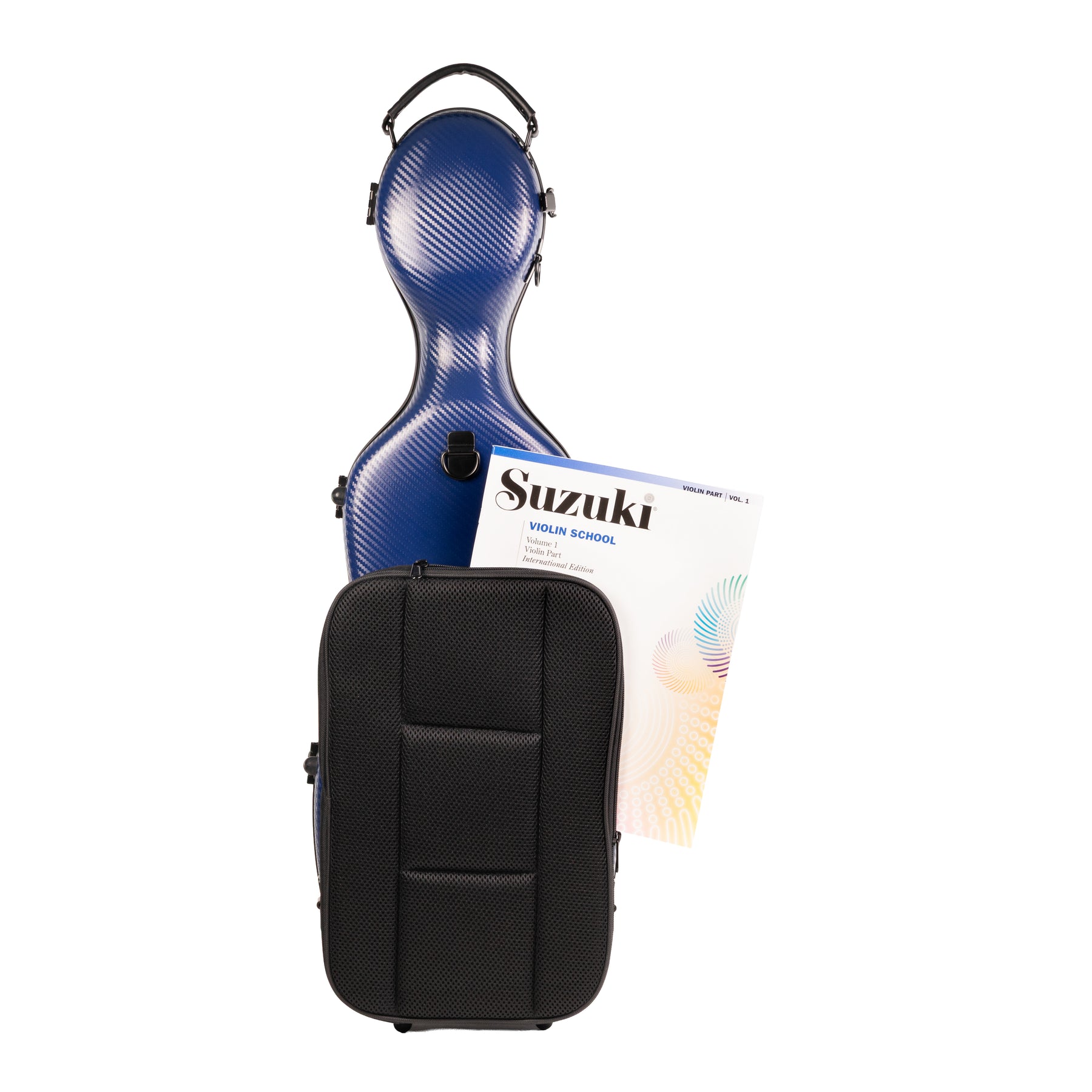 Super Light Compact lightweight Violin Case in Blue Weave Back with Pocket and Book
